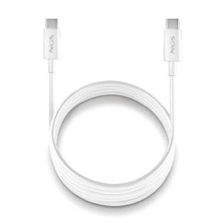 NGS ZYRO 60W-1 Cable USB-C a USB-C - Cargar Rapida - 480 Mbps - 15W - 1 Metro - Color Blanco 1