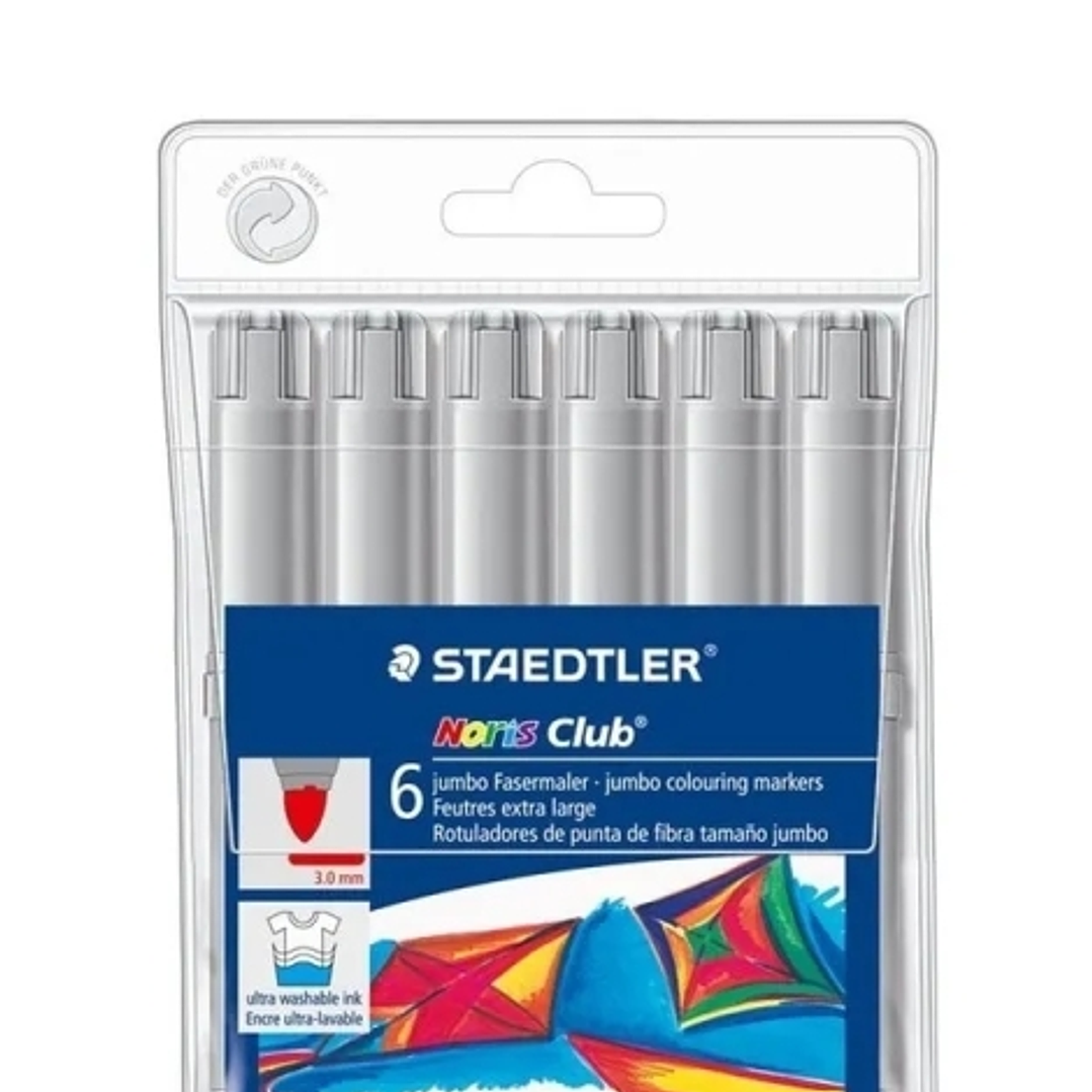 Staedtler Noris Jumbo 340 Pack de 6 Rotuladores Jumbo - Punta de Fibra - Trazo 3mm - Tapa Ventilada - Color Gris 1