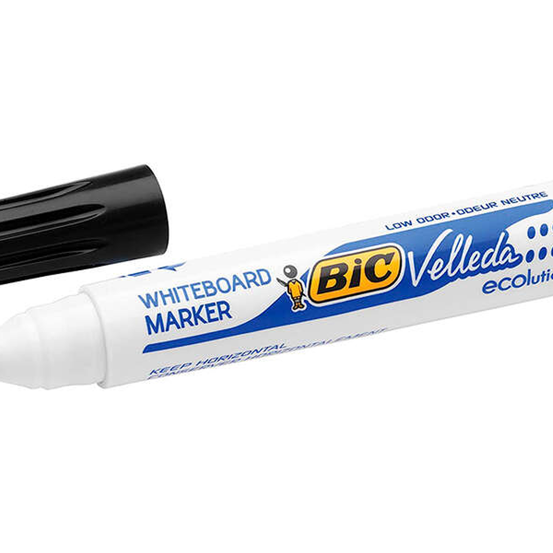 Bic Velleda 1701 ECOlutions Marcadores para Pizarra - Punta Redonda - Trazo de 1.5 mm - Tinta con Base de Alcohol - Ecologico - Borrado Optimo - Color 1