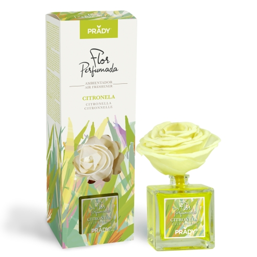 Prady Ambientador Flor Perfumada Citronela - Frasco de Cristal 90ml 1