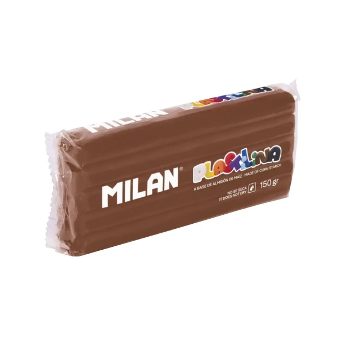 Milan Barra de Plastilina de 150gr - Base de Almidon de Maiz - Sin Gluten - Mezclables - Color Marron 1