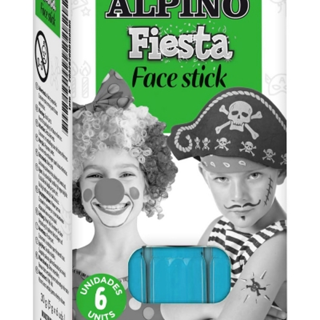Alpino Fiesta Face Stick Pack con 6 Barritas de Pintura Facial - Sistema Retractil Giratorio - Se Lava con Agua - Testado Dermatologicamente - Color A 1