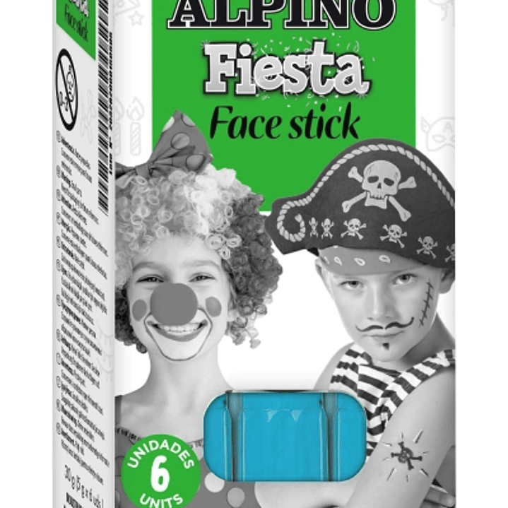 Alpino Fiesta Face Stick Pack con 6 Barritas de Pintura Facial - Sistema Retractil Giratorio - Se Lava con Agua - Testado Dermatologicamente - Color A 1