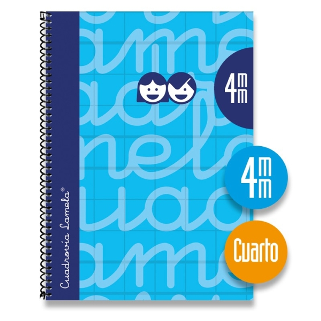 Lamela Cuaderno Espiral con 80 Hojas de 70g/m2 con Margen - Formato Cuarto - Pauta Cuadrovia de 4mm - Cubierta Extra Dura - Papel Offset Blanco Extra  1
