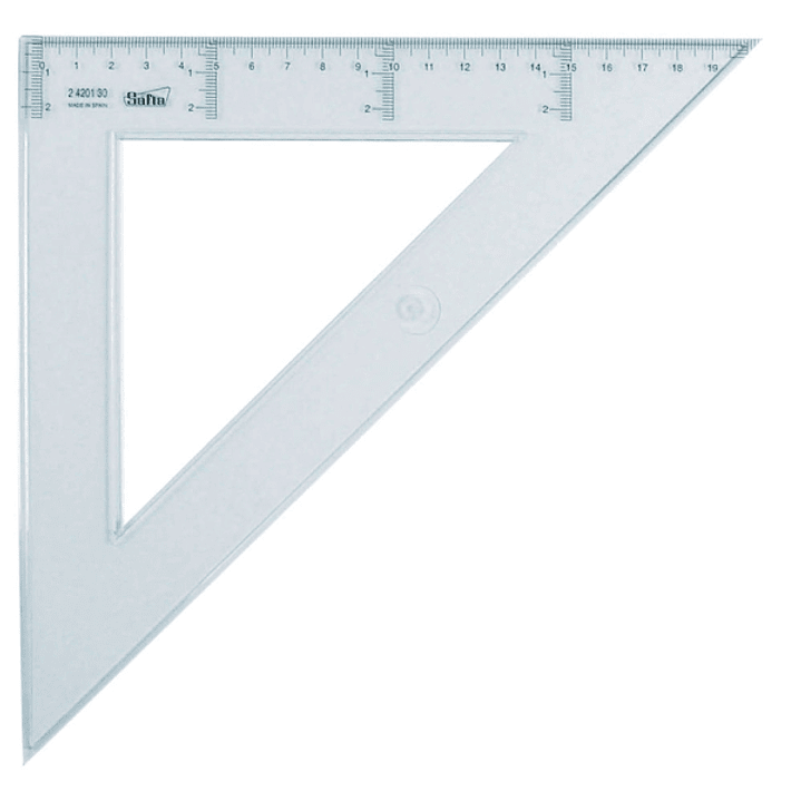 Safta Cristal Escuadra de 30cm - Poliestileno - Graduacion Impresa - Biselada - Color Transparente 1
