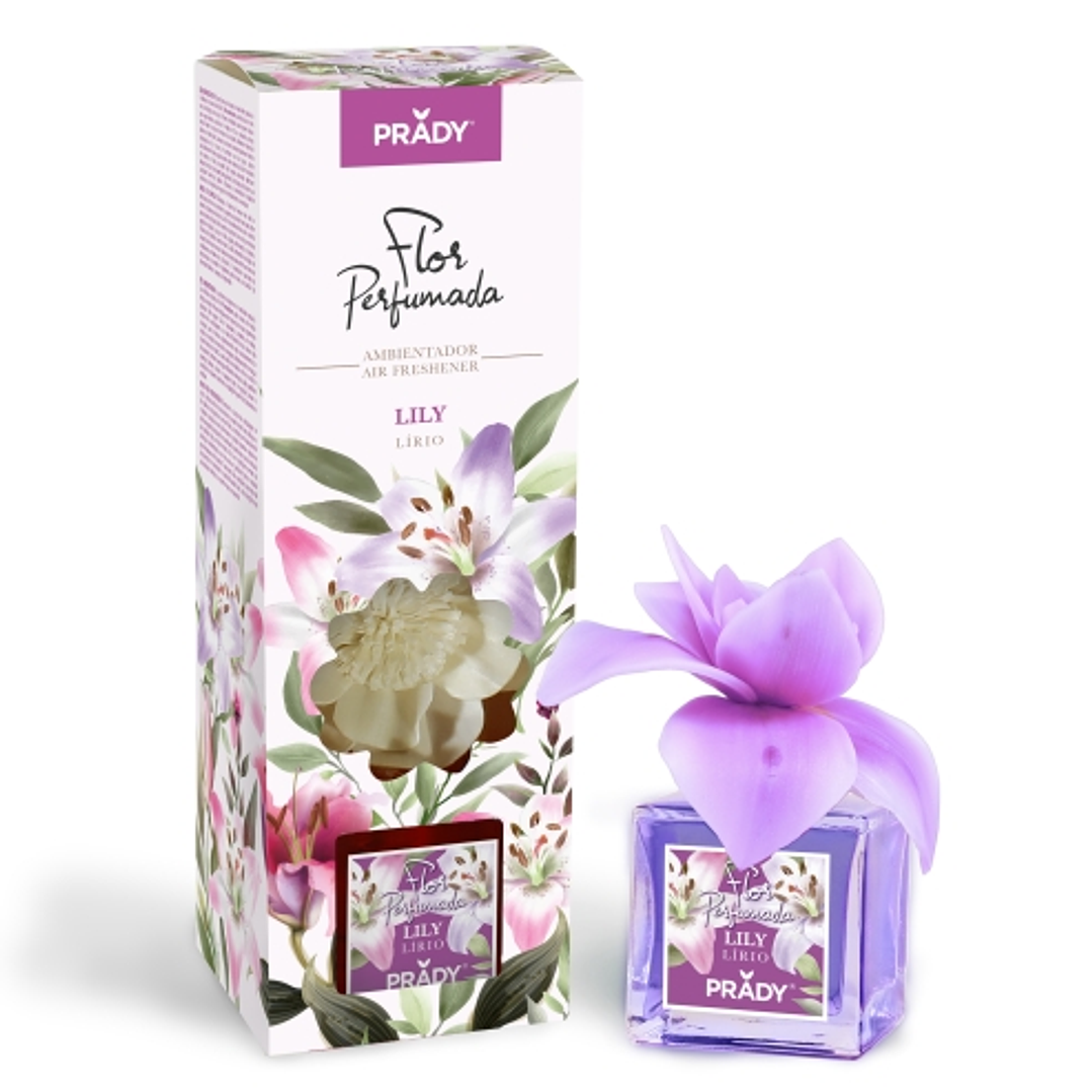 Prady Ambientador Flor Perfumada Lily - Frasco de Cristal 90ml 1