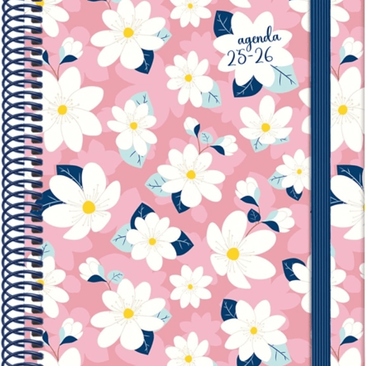 Dohe Camomille Agenda Escolar 25/26 Espiral A5 - Dia Pagina - Papel 70g/m2 - 4 Hojas de Pegatinas - Cubierta de Carton Plastificado - Cierre con Goma  1