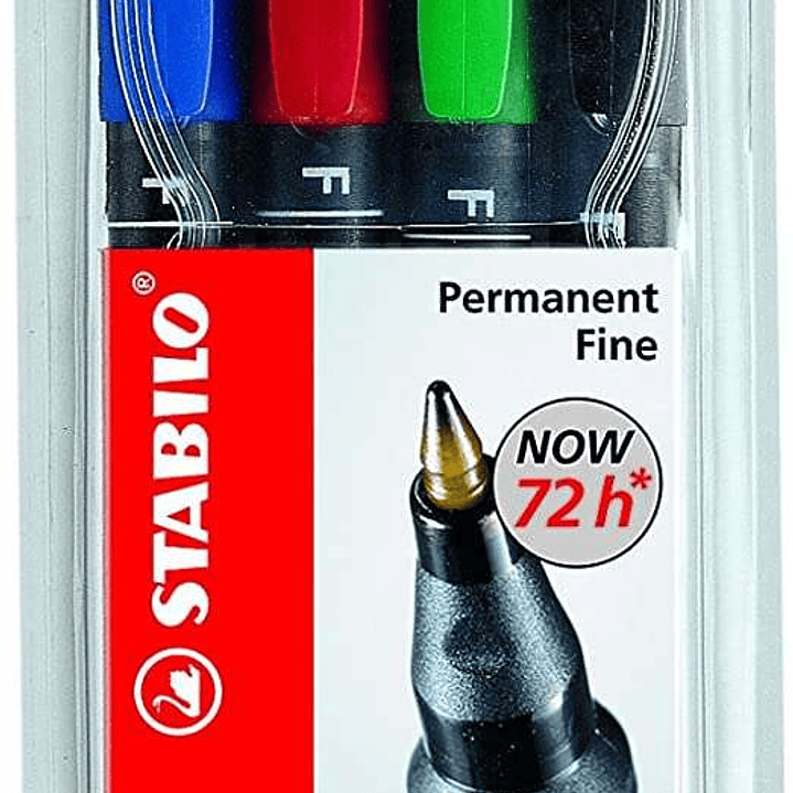 Stabilo OHPen Pack de 4 Rotuladores Permanentes - Punta Fina - Trazo de 0.7mm - Agarre Antideslizante - Tapon Ventilado - Colores Surtidos 1
