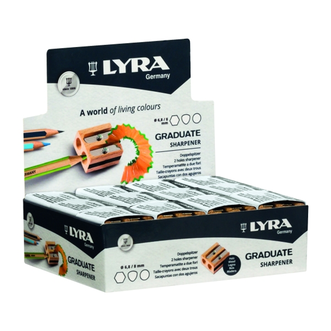 Lyra Graduate Sacapuntas Doble de Madera - Lapices hasta 8mm - Cuchilla de Alta Calidad 1