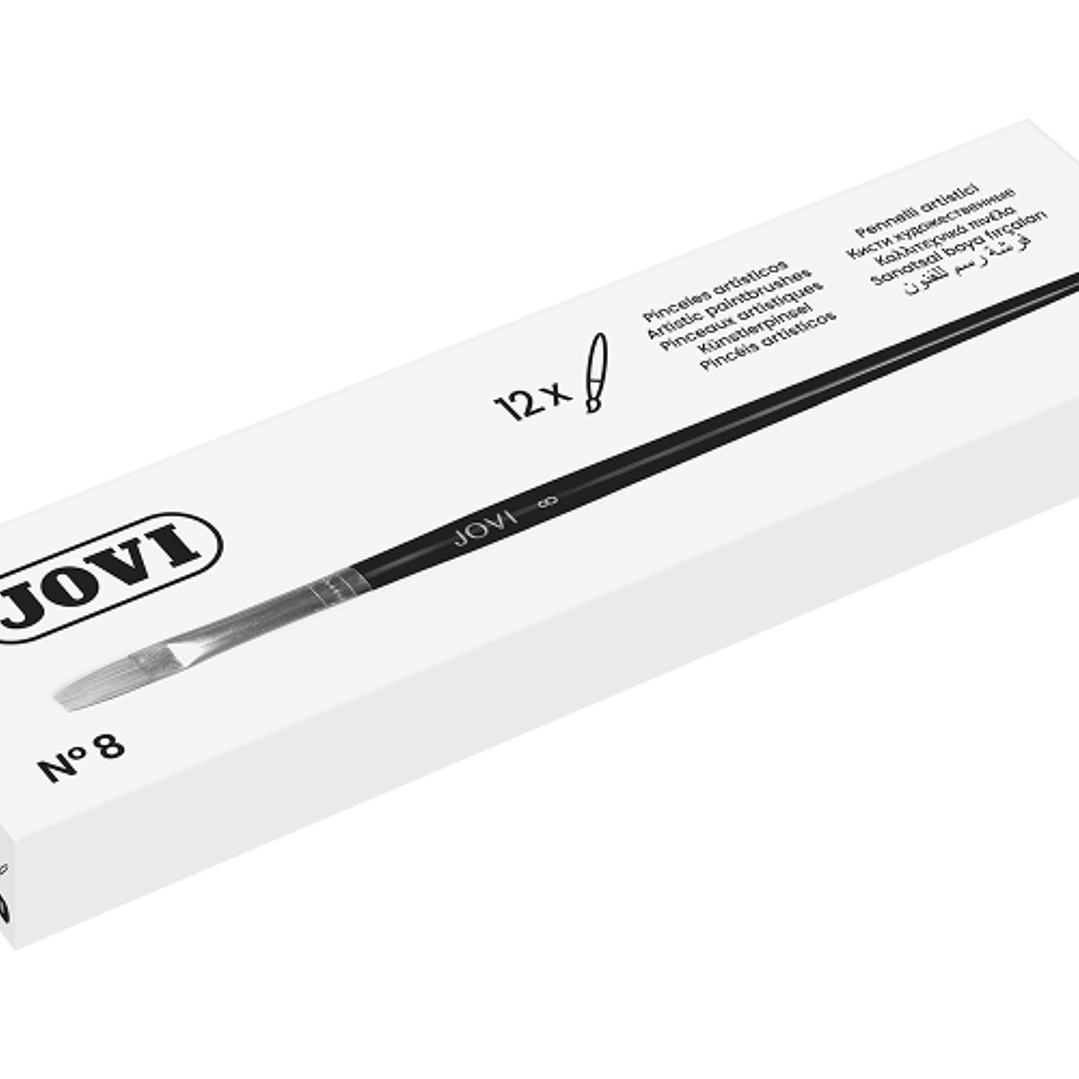 Jovi Pinceles Artisticos Planos Pelo de Cerda Nº 8 - Pelo Natural - Mango de Madera - Punta Plana - Pelo Duro - Color Varios 1