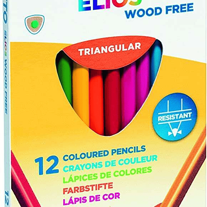 Giotto Elios Wood Free Pack de 12 Lapices Triangulares de Colores - Sin Madera - Mina 3.3 mm - Colores Surtidos 1
