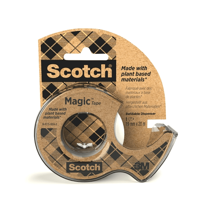 Scotch Magic Cinta Adhesiva - 66% Adhesivo Vegetal - 19mm x 20m - Incluye Dispensador - Color Blanco 1