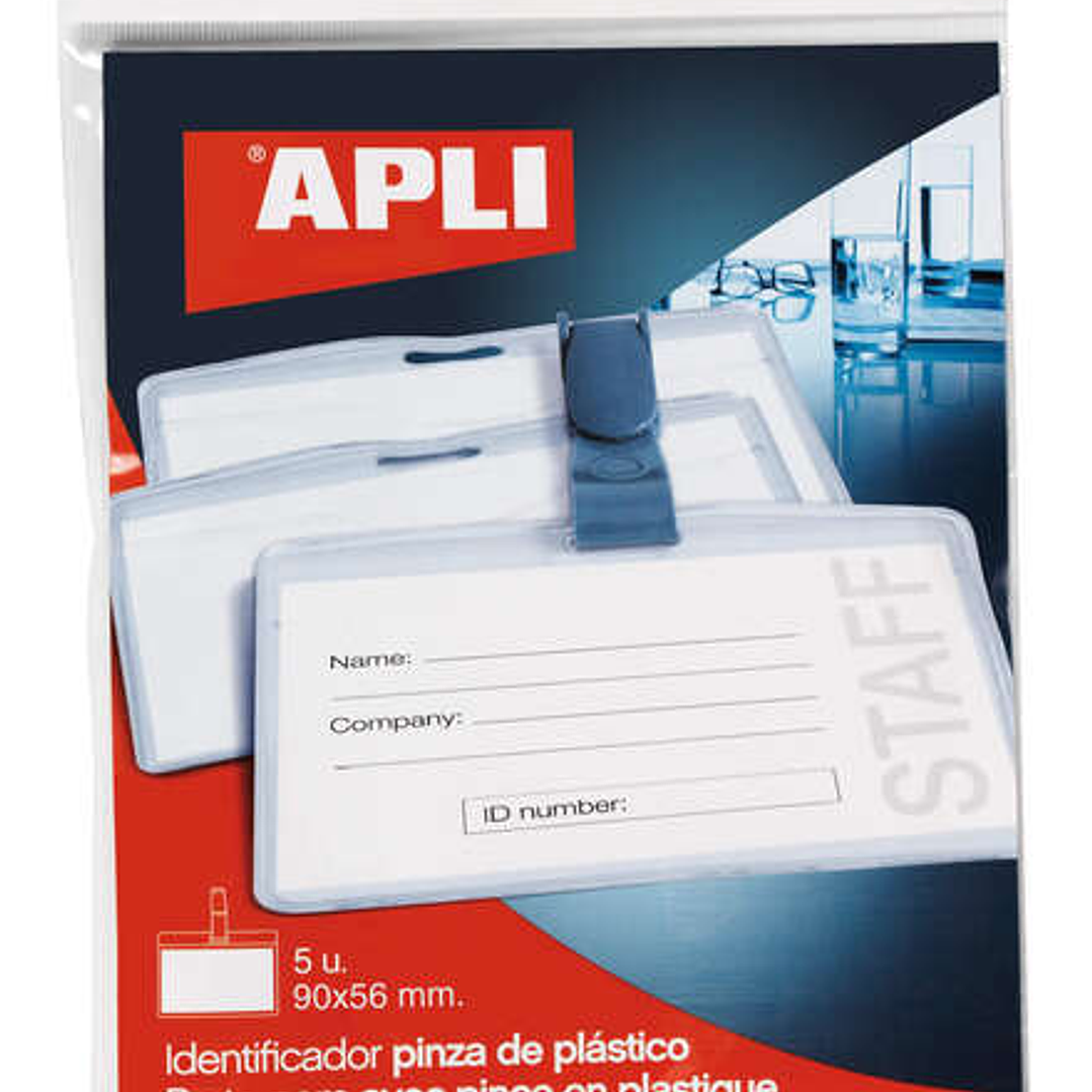 Apli Identificador con Pinza de Plastico para Tarjetas de Visita - Tamaño 90 x 56mm - Ideal para Ferias y Convenciones - Uso en Hospitales, Seguridad  1