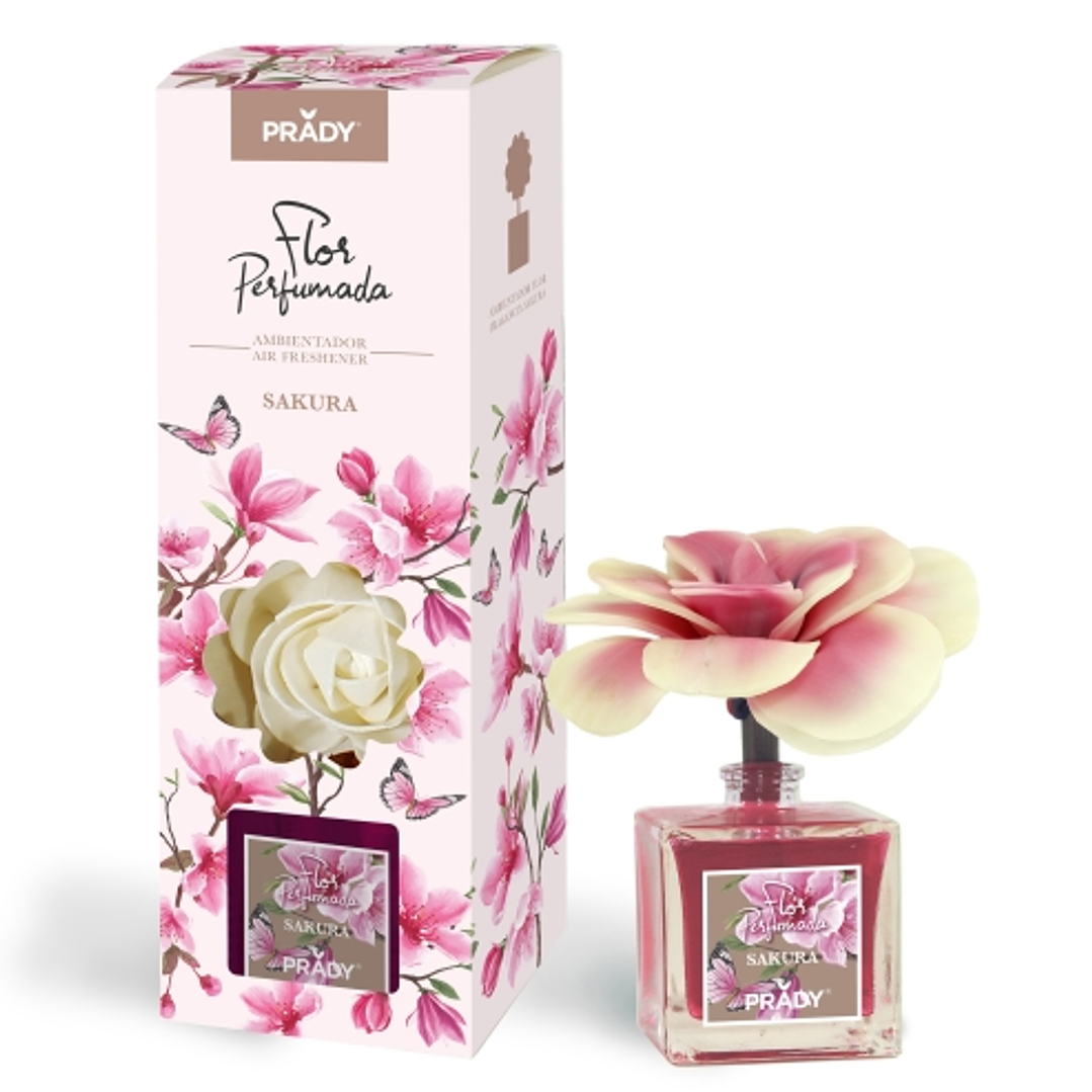 Prady Ambientador Flor Perfumada Sakura - Frasco de Cristal 90ml 1