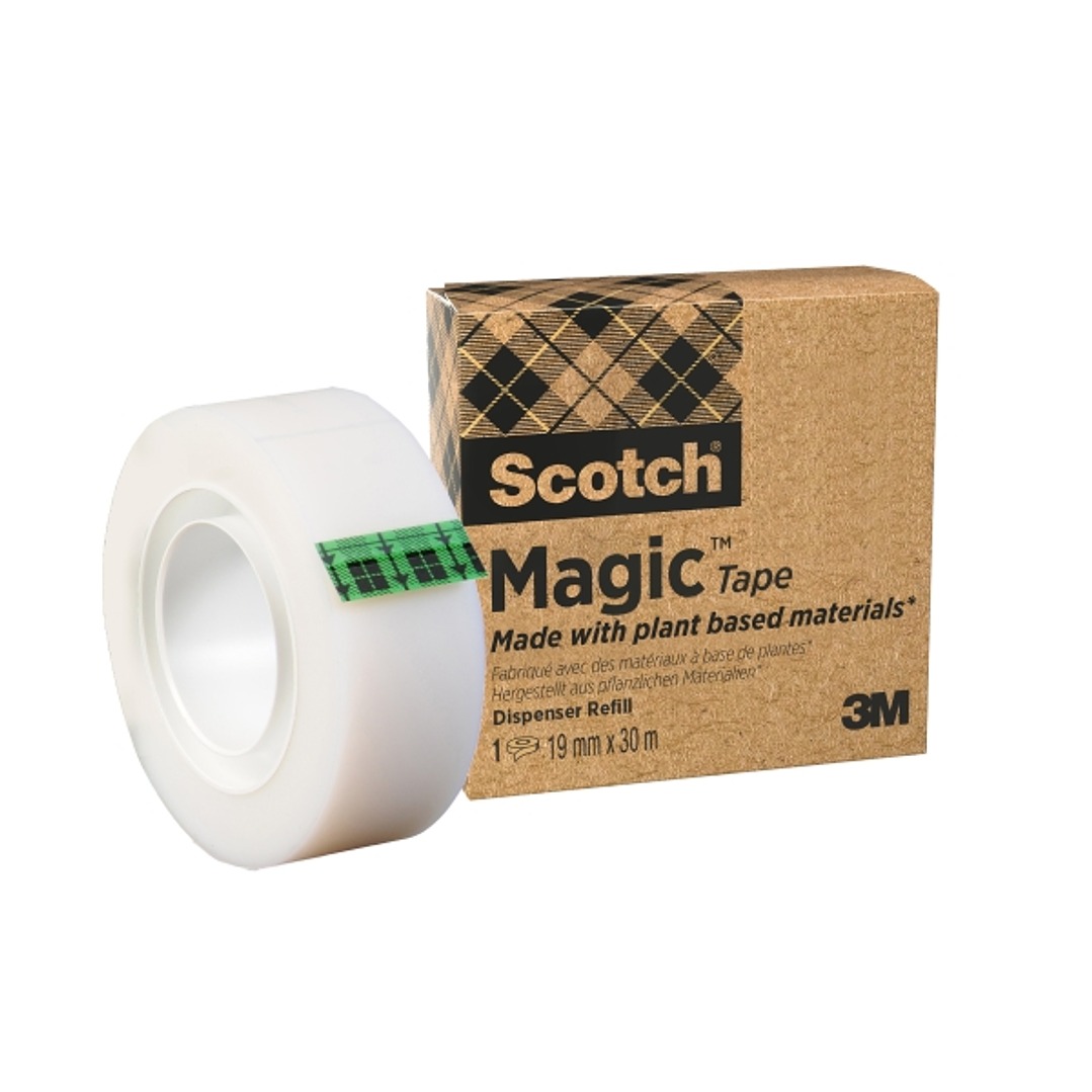 Scotch Magic Cinta Adhesiva - 66% Adhesivo Vegetal - 19mm x 30m - Color Transparente 1