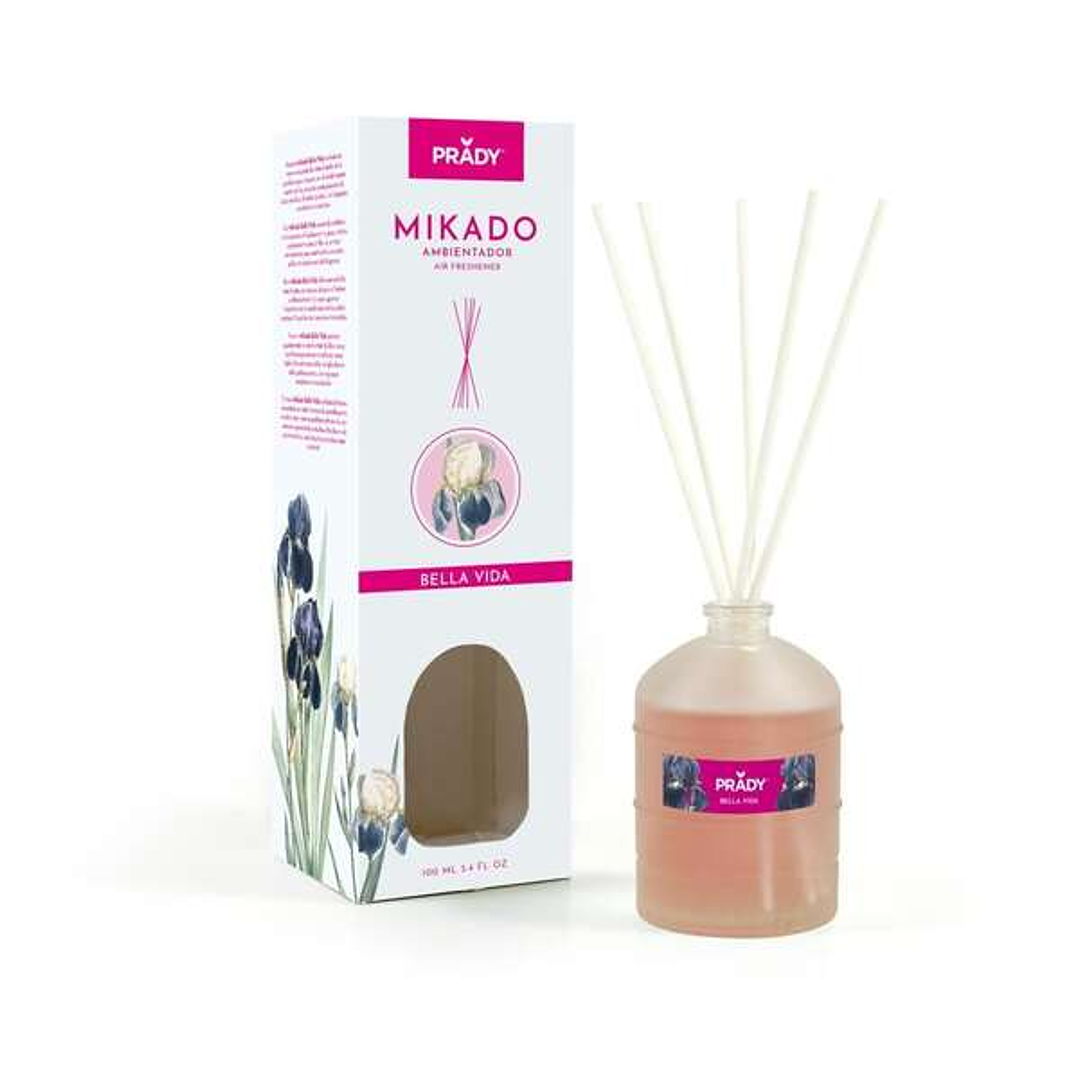 Prady Ambientador Mikado Belle Epoque - Frasco de Cristal 100ml y Varitas Difusoras 1