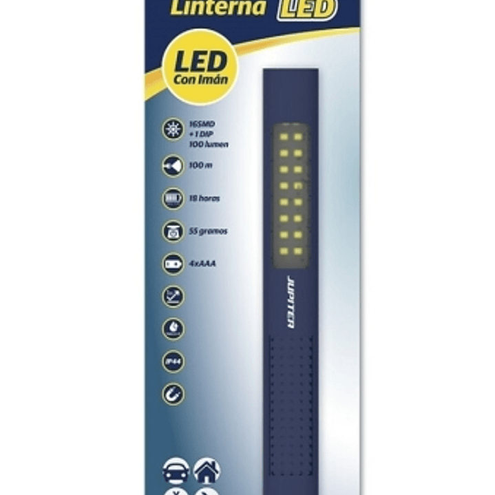 Jupiter Linterna de Trabajo de Barra Multiled 100lm - Con Iman - Resistencia IP44 - Funciona con 4 Pilas AAA (No Incluidas) - Color Azul 1