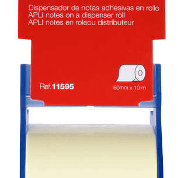 Apli Rollo de Nota Adhesiva con Dispensador - Medidas del Rollo 60mmx10m - Facil de Usar - Adhesivo de Calidad - Color Nota Amarillo - Color Dispensad 1