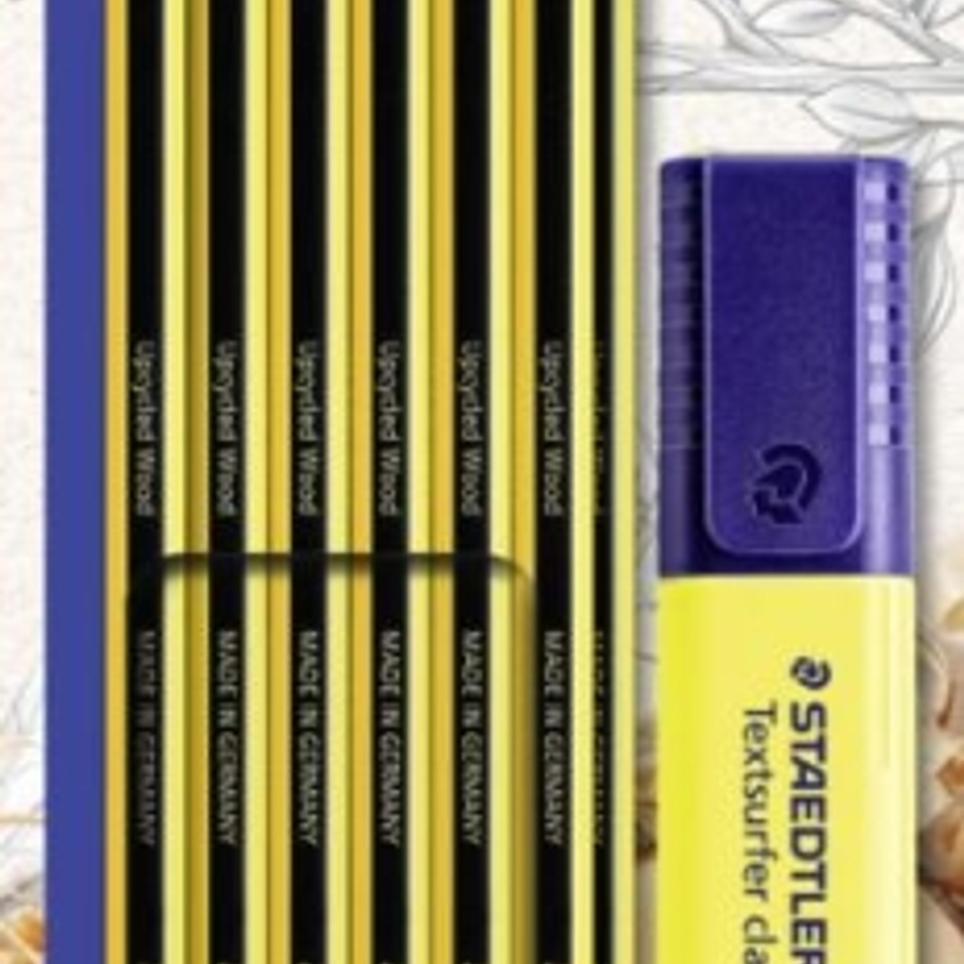 Staedtler Noris 120 Pack con 12 Lapices de Grafito Hexagonales HB + 1 Marcador Fluorescente Textsurfer Amarillo - Resistencia a la Rotura - Madera de  1