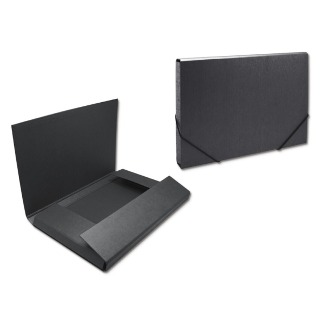 Bismark Carpeta para Proyectos - Medidas 350x230x30mm - Fabricada en Carton - Cierre con Gomas - Color Negro 1