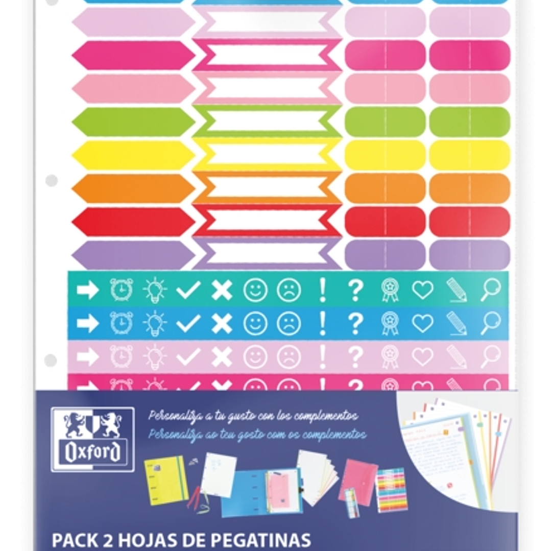Oxford Pack de 2 Hojas de Stickers - Diseño Variado - Adhesivo de Alta Calidad - Ideal para Decorar Cuadernos 1