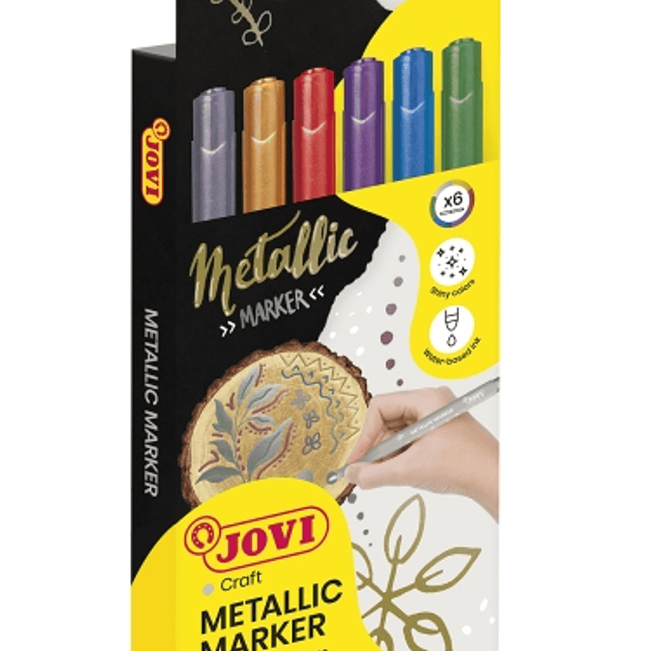 Jovi Metalic Estuche de 6 Rotuladores - Efecto Metalico - Tinta Base Agua - Facil Limpieza - Ideal para Papel Oscuro y Superficies No Porosas - Color  1