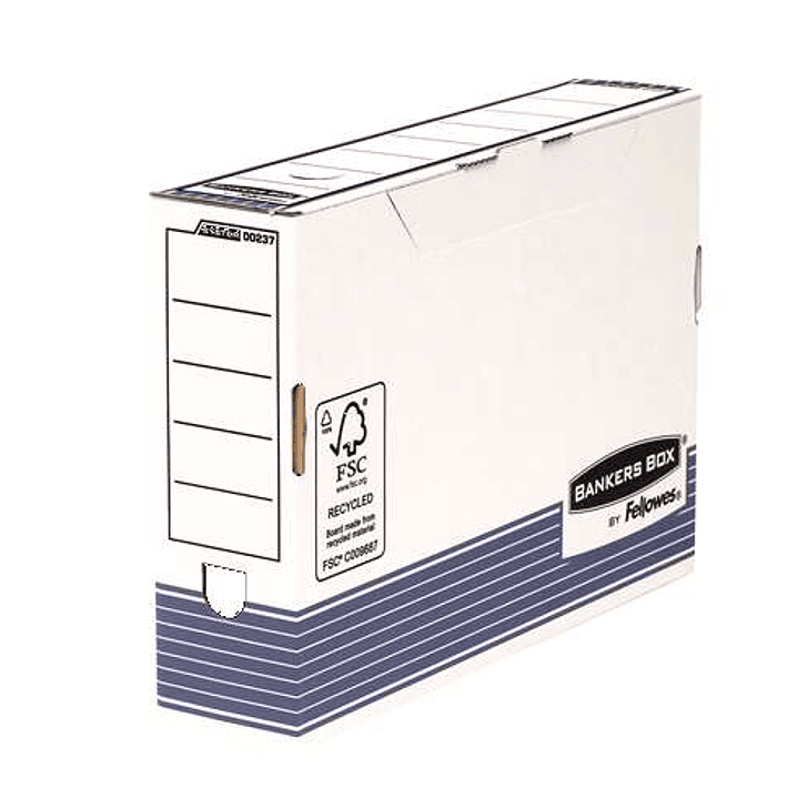 Fellowes Bankers Box Caja de Archivo Definitivo 80mm Folio - Montaje Fastfold - Carton con Certificacion FSC - Medidas Internas 80x 360x255mm - Color  1