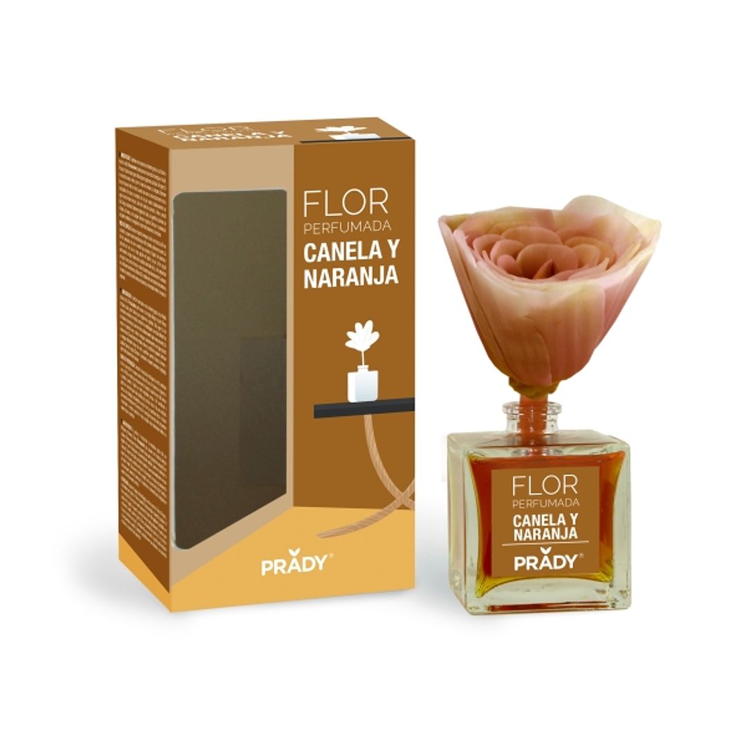 Prady Ambientador Flor Perfumada Canela y Naranja - Frasco de Cristal 90ml 1