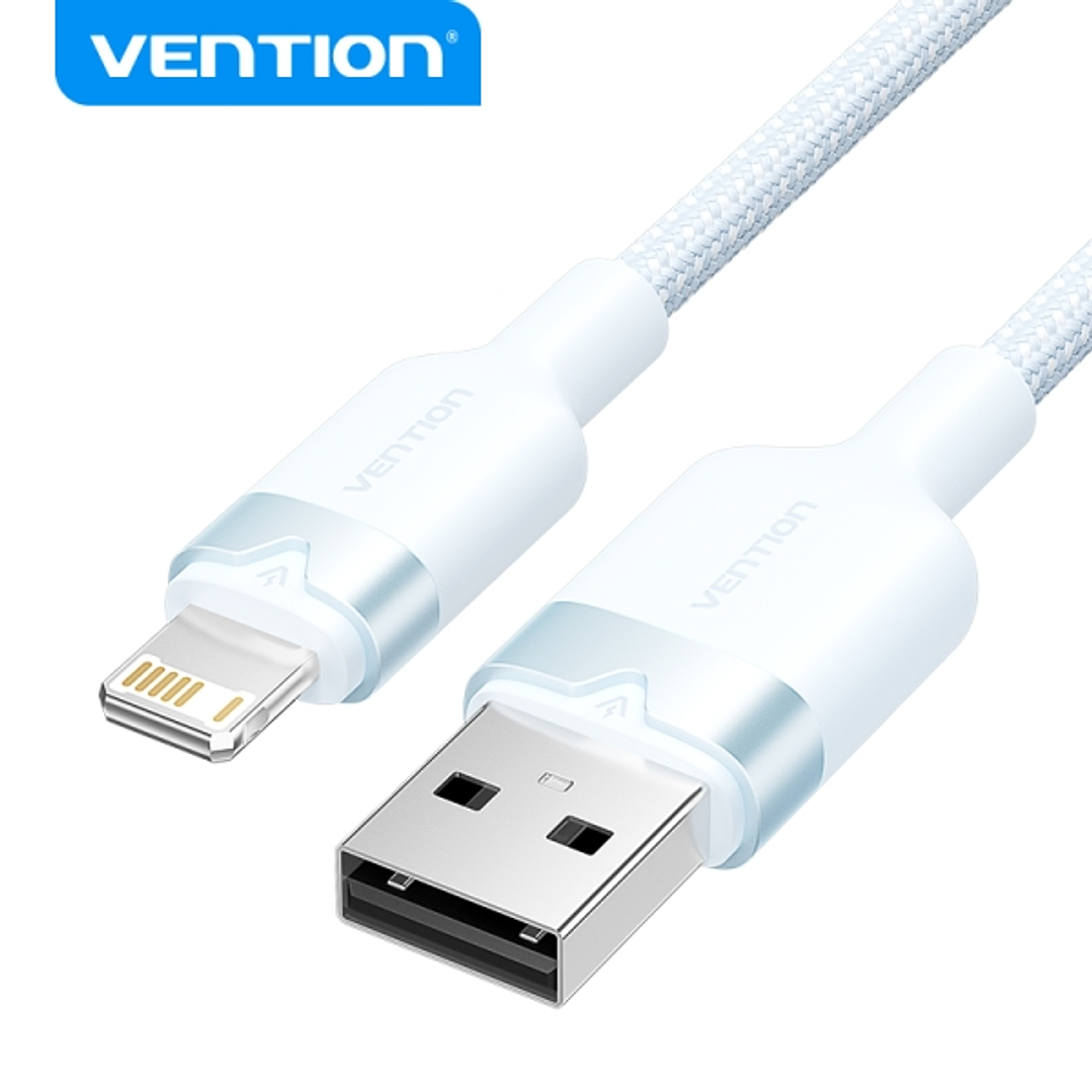 Vention Cable de Carga USB-A/Lightning - Aluminio y Algodon Trenzado - 480Mbps - 2.4A - Color Azul 1