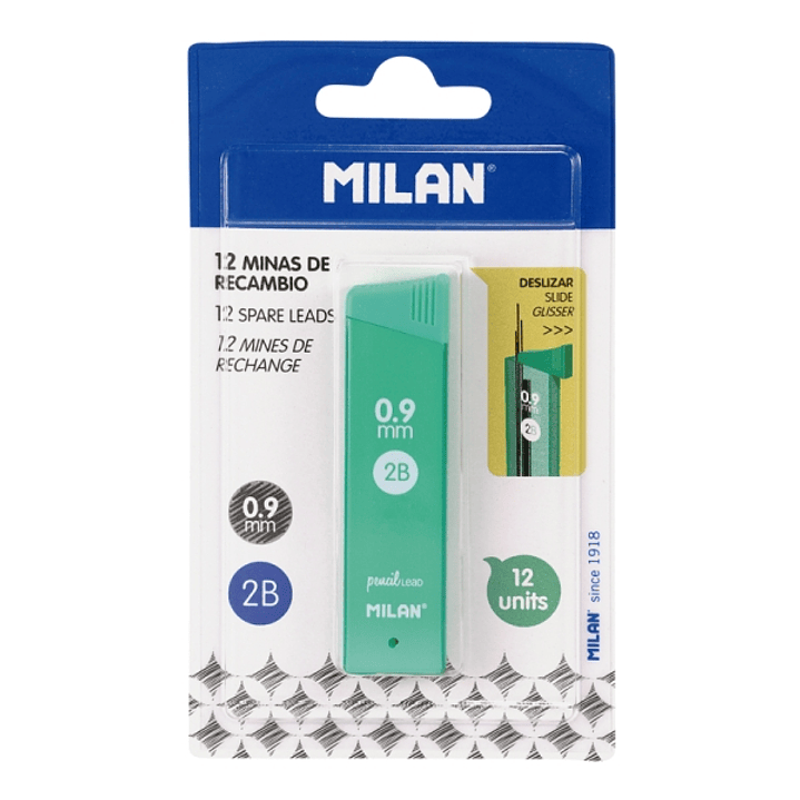 Milan Pack de 12 Minas Grafito 0.9mm - Dureza 2B - Color Gris Oscuro 1