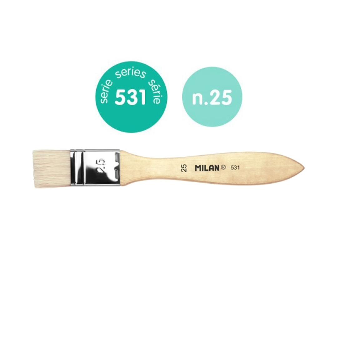 Milan 531 Paletina para Barnices y Oleo de 25mm - Cerda Natural - Mango Corto - Color Madera Claro 1