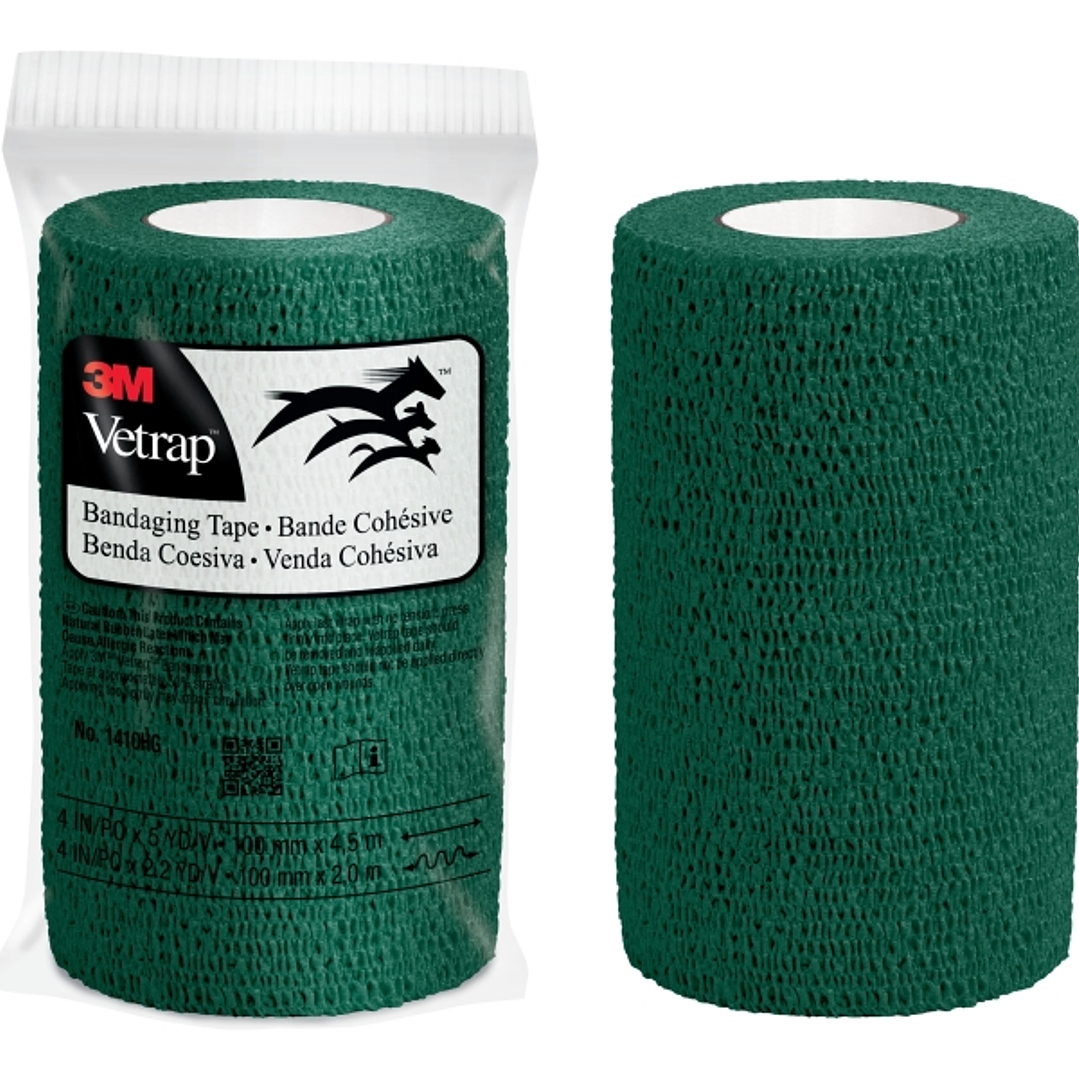3M Vetrap Venda Cohesiva - 10cm x 4.5m - Flexible - Transpirable - Autoadhesiva - Color Verde Militar 1