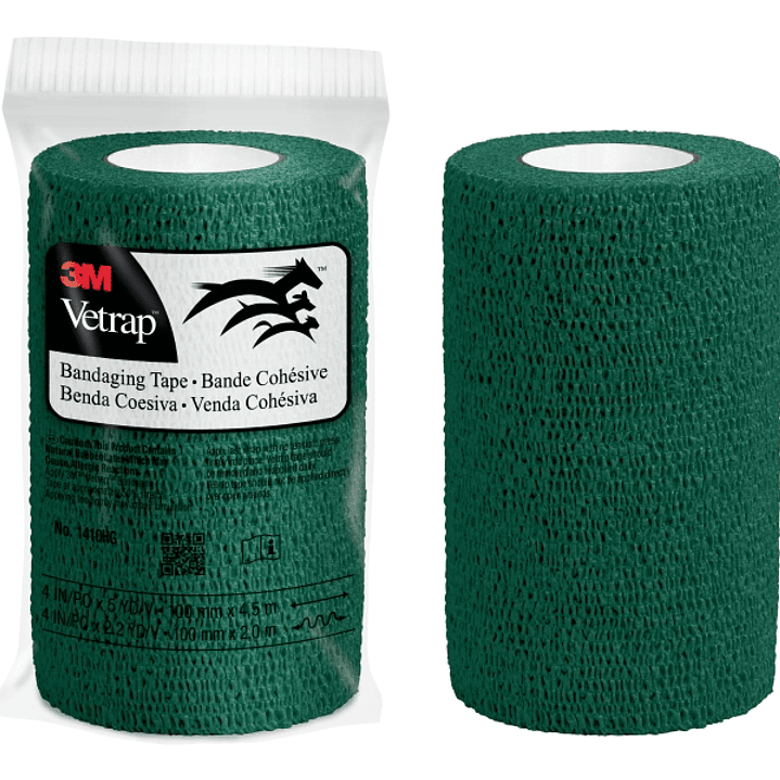 3M Vetrap Venda Cohesiva - 10cm x 4.5m - Flexible - Transpirable - Autoadhesiva - Color Verde Militar 1