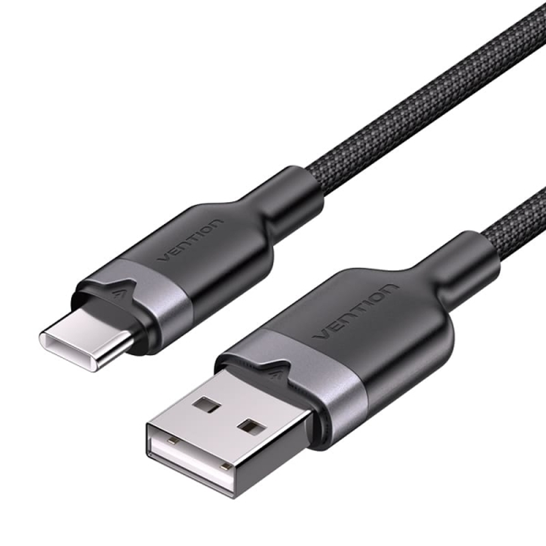 Vention Cable USB-C 2.0 a USB-A 3A 60W - 1m - Trenzado - Color Negro 1
