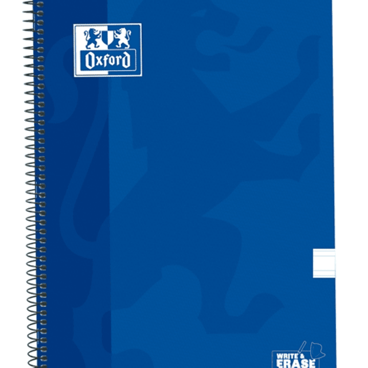 Oxford School Classic Cuaderno Espiral Tapa Extradura Write&Erase - Pauta 3.5mm con Margen - 80 Hojas - Color Azul Marino 1