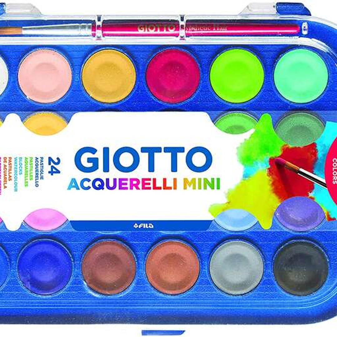 Giotto Pack de 24 Acuarelas Mini 23mm. - Colores Luminosos - Evita la Dispersion del Agua 1
