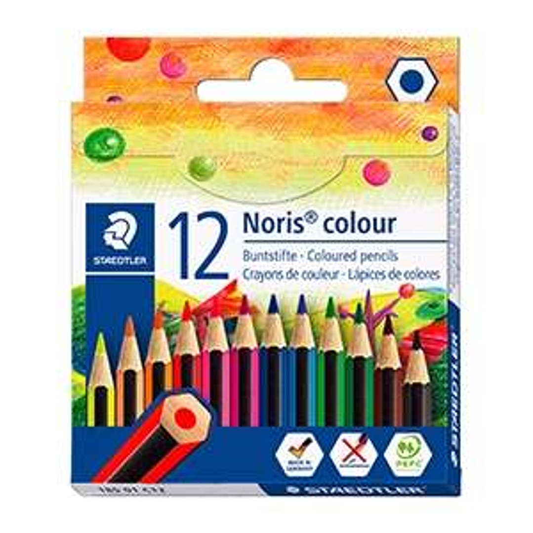 Staedtler Noris Colour 185 Pack de 12 Lapices Hexagonales de Colores - Resistencia a la Rotura - Material Wopex - Colores Surtidos 1