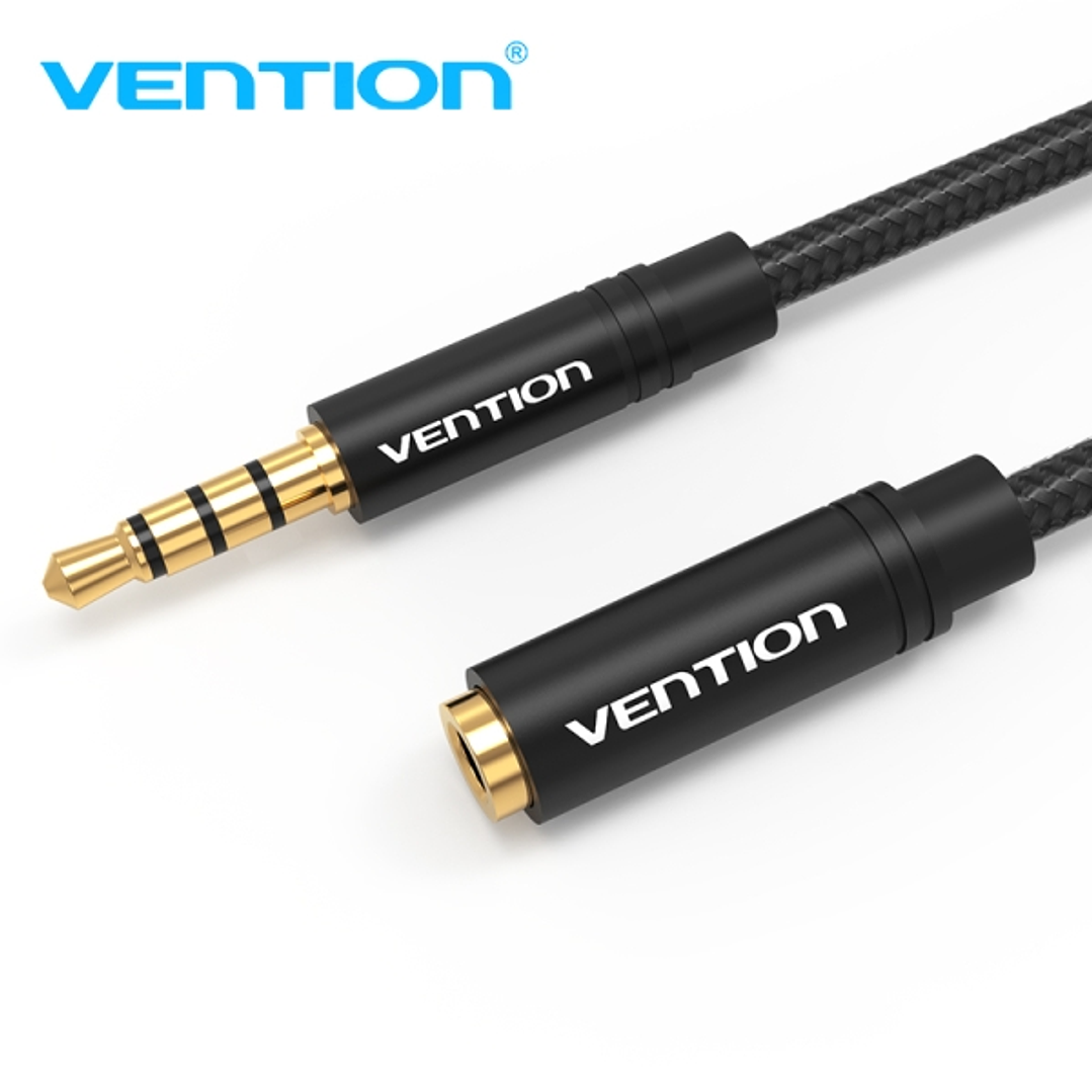 Vention BHBBG Cable de Extension de Audio - Estereo - Contactos Bañados en Oro - Diametro 3.5 mm - Color Negro 1