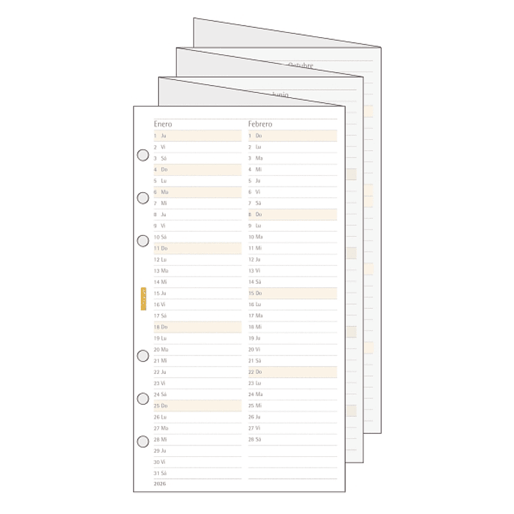 Finocam C996 Planificador de Recambio para Agendas Classic - Anual 2026 - Desplegable - Formato 609 - 94x1x171mm - Color Blanco 1