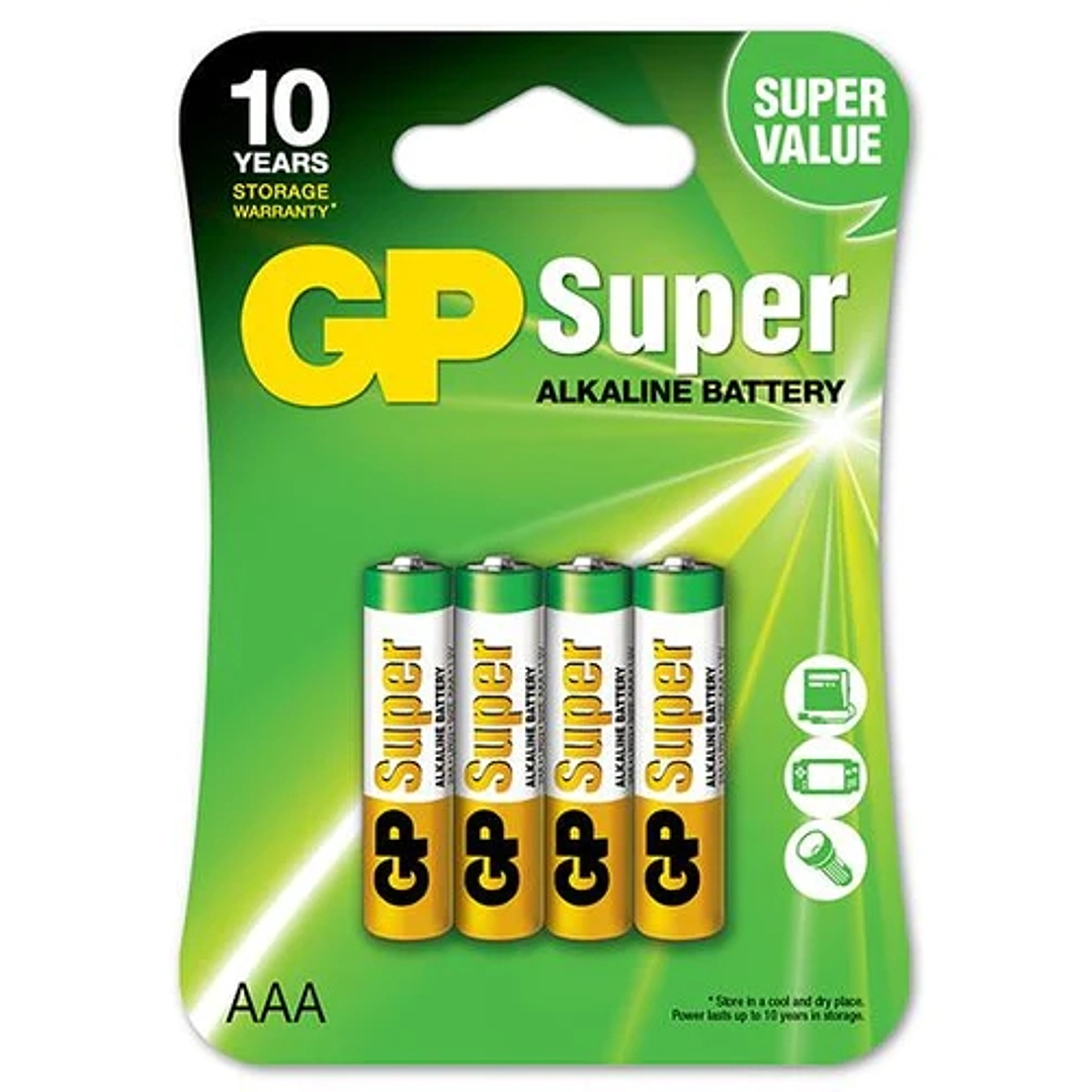 GP Pack de 4 Pilas Super Alcalinas LR03 AAA 1.5V 1