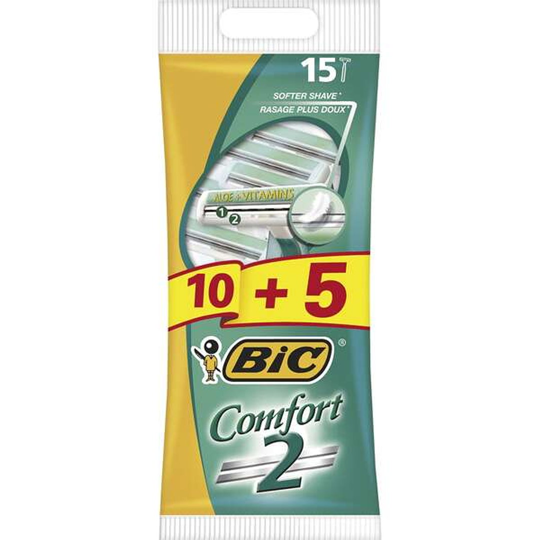 Bic Comfort 2 Pack de 10 + 5 Gratis Maquinillas de Afeitar Desechables 1