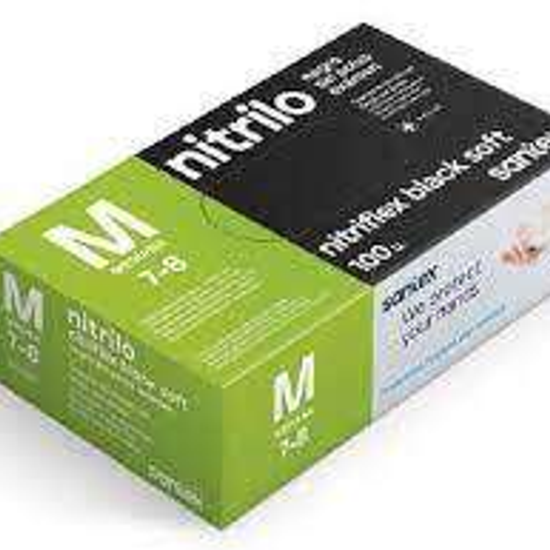 Santex Nitriflex Black Soft Pack de 100 Guantes de Nitrilo para Examen Talla M - 3.5 gramos - Sin Polvo - Libre de Latex - No Esteriles - Color Negro 1