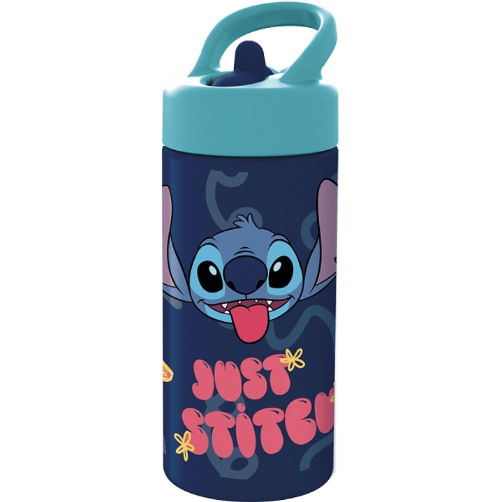 Safta Stitch Sweet Botella de 410ml - PVC sin BPA - Valvula de Salida de Agua - Asa Superior - Tapon Roscado - 74x64x178mm - Color Azul Marino 1