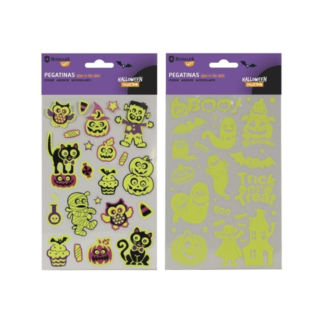 Bismark Glow in the Dark Pack con Pegatinas para Halloween - Brillan en la Oscuridad - Autoadhesivas - 2 Diseños Aleatorios 1