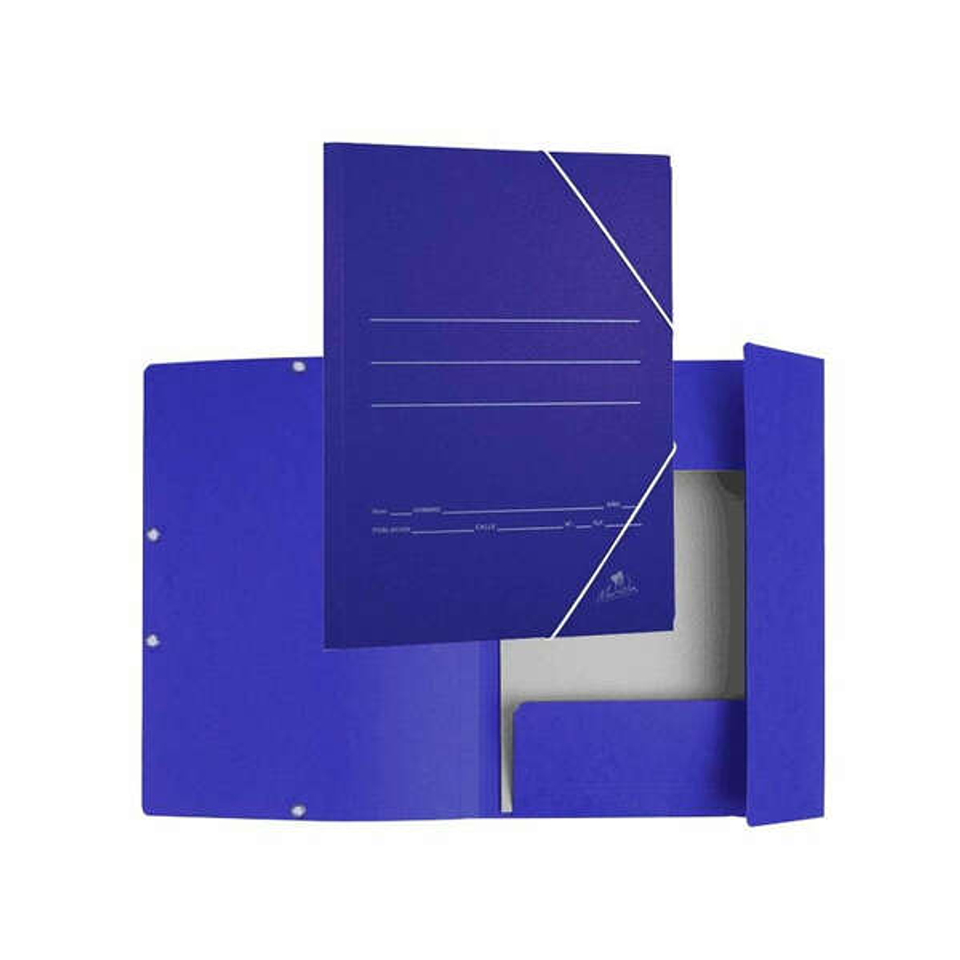 Mariola Carpeta de Carton con Solapas Folio 500gr/m2 - Medidas 34x25x1cm - Cierre con Goma Elastica - Color Azul Mate 1