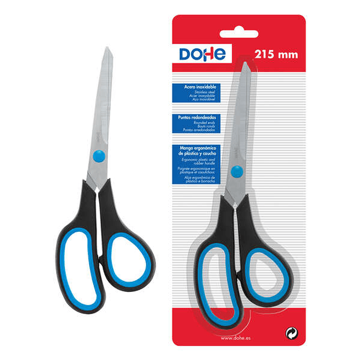 Dohe Tijeras de Acero Inoxidable - Puntas Redondeadas - Mango Ergonomico de Plastico y Caucho - Blister Individual 1