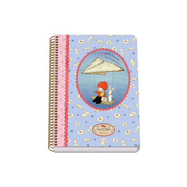 Dohe Santoro Poppi Loves Messenger Cuaderno Espiral Tapa Rigida - Tamaño A5 de 80 Hojas 90gr - Hojas con Cuadricula 4mm 1