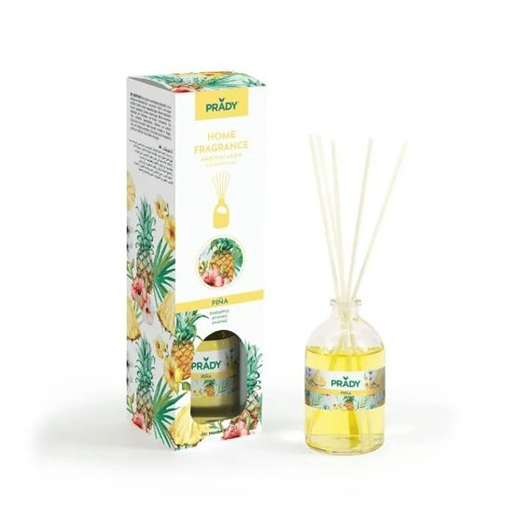 Prady Ambientador Mikado Piña - Frasco de Cristal 100 ml y Varitas Difusoras 1