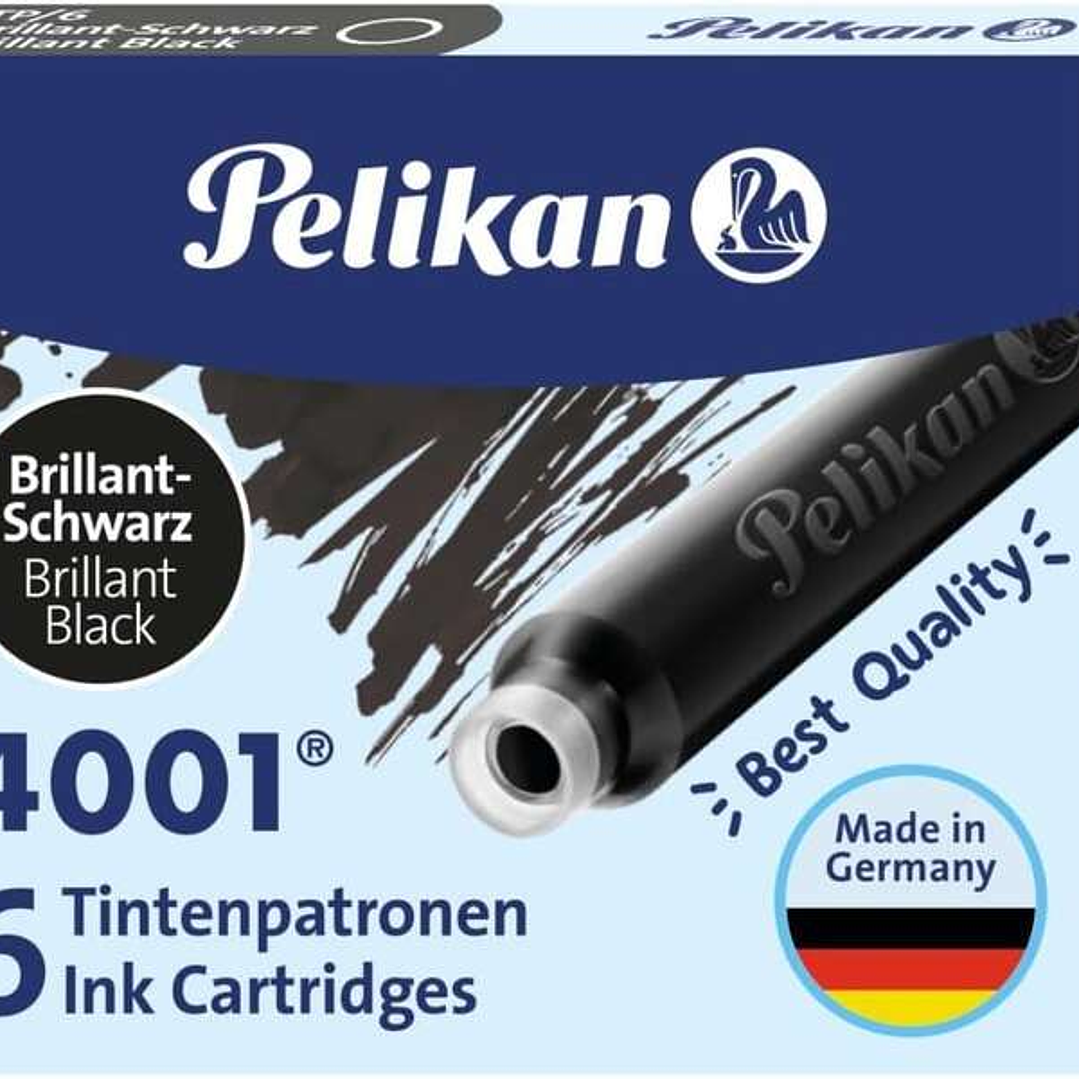Pelikan 4001 TP/6 Pack de 6 Cartuchos - Tinta de Alta Calidad - Compatible con Plumas Estilograficas - Color Negro 1