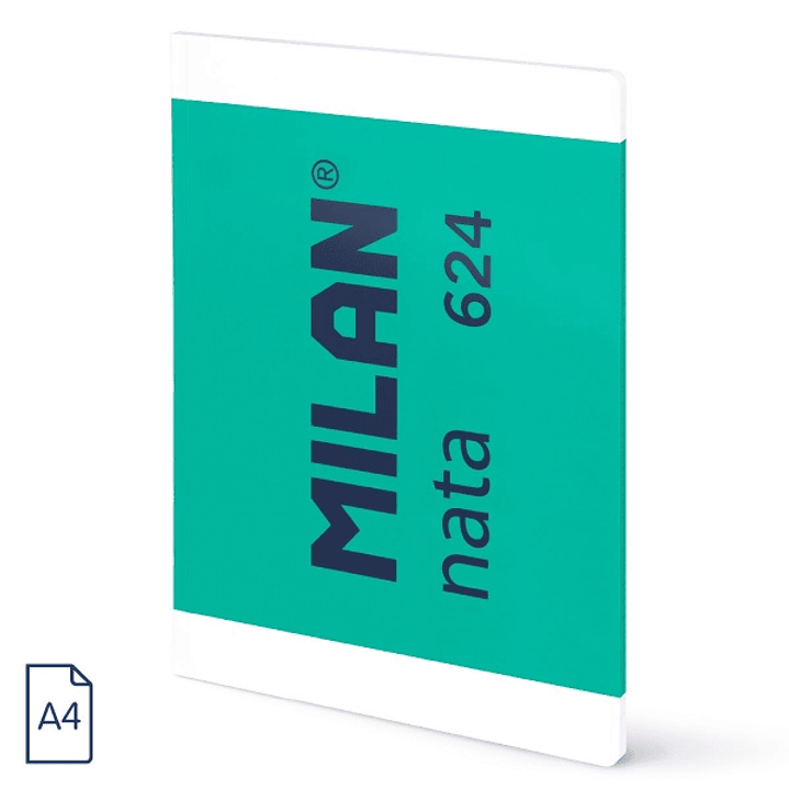 Milan Nata 624 Libreta Encolada Formato A4 Cuadricula 5x5mm - 48 Hojas de 95 gr/m2 - Microperforado - Color Verde 1